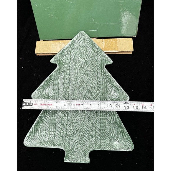 Melamine Knit Sweater Motif Design Christmas Platter Tree Brand New In Box! - Picture 9 of 11
